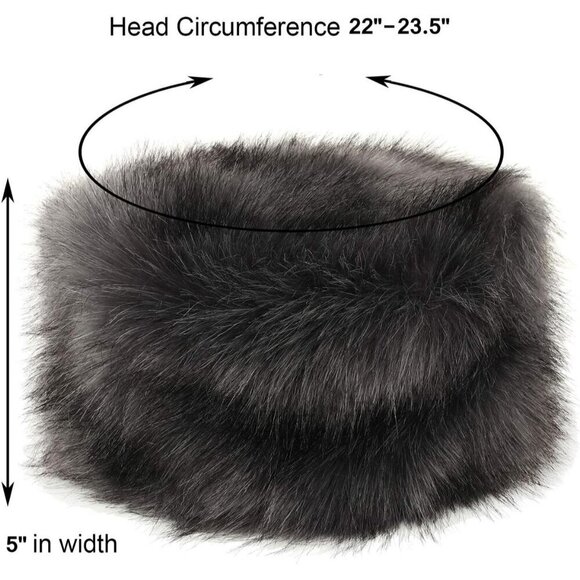 Women\'s Gray Winter Faux Fur Cossak Russian Style Hat Warm Cap main image 4